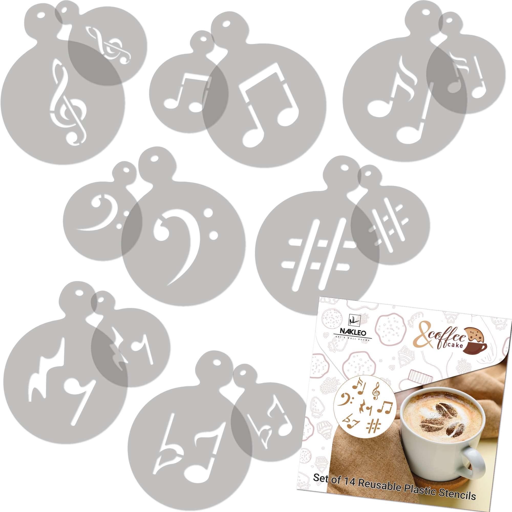 Coffee and Cake Decorating Stencils (14 pcs.) // NOTES Coffee and Cake Decorating Stencils (14 pcs.) // NOTES